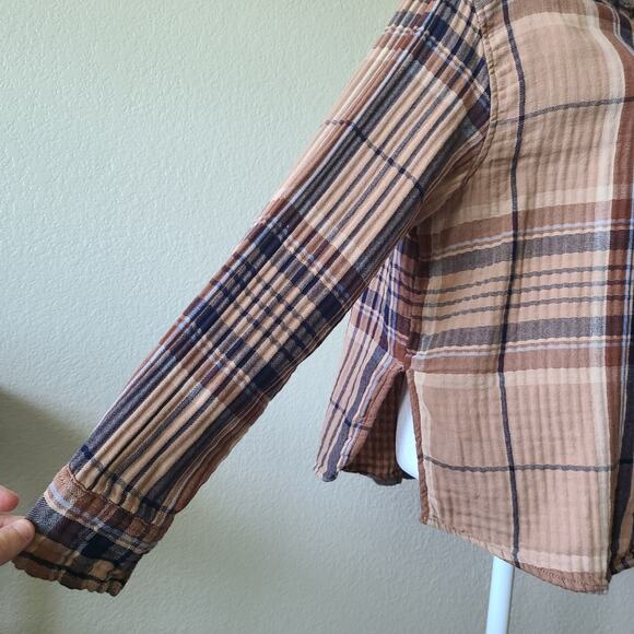 Aerie Plaid Women's Sweater Size Small Cotton Pocket Grunge 90s Y2K Retro Casual - Picture 7 of 12